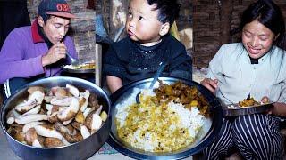 manjita cooks dinner of potato curry , lentil soup and rice @shepherdlifeofnepal