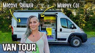 She Turned to VAN LIFE After SUDDEN  Life Changing Events - Tour a Full Size Van Camper Conversion