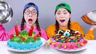 M&M’s Cake vs Fruits Cake Ice Cream Challenge 아이스크림 케이크 챌린지 DONA 도나