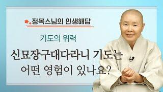 신묘장구대다라니 기도는 어떤 위력이 있나요? | 기도의 영험 | 정목스님의 인생해답