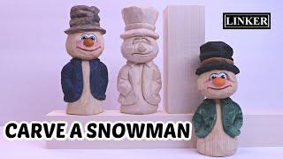 How to Carve a Simple Snowman with Coat -Full Woodcarving Tutorial