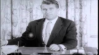 Wernher Von Braun and General J B Medaris sit in Headquarters Army Ballistic Miss...HD Stock Footage