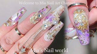 製作穿戴美甲華麗鏈條美甲｜Nail Manicure｜光療美甲教學｜美甲彩繪｜經驗分享｜鏈條美甲｜穿戴美甲｜紫色美甲｜네일｜Nail Art｜Nails｜ASMR