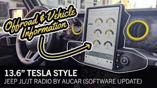 Aucar 13.6'' Tesla Style Radio Software Update: Off-Road & Vehicle Info for Jeep JL/JT!