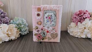 Scrappy Journal Cover - Embroidered Diary Cover - Vintage Book Cover