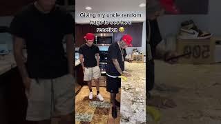 Giving my uncle random hugs to get his reaction