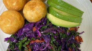 Jamaican Fried Dumplings W/ Steam Kale And Cabbage