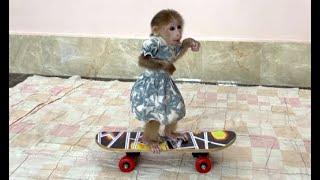 Unbelievable!! Little Kobie Very Amazing Riding On A Skateboard Very Talented & Amazing ,