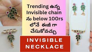 DIY Trending Invisible chain || New leaf  design Earrings #invisiblechain #youtube #diyaccessories