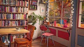 𝘼𝙪𝙩𝙪𝙢𝙣  Cozy Book Cafe ASMR/ Coffee Shop Ambience & Cafe Jazz Music Playlist to Study, Work ASMR