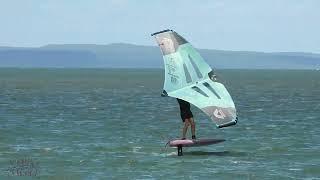 Wellington Point Qld Wingfoiling John giving it a good crack at his gybes