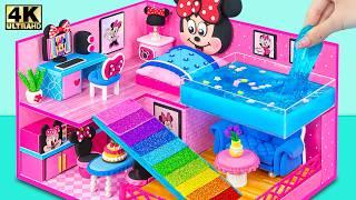 Make Disney Minnie Mouse House with Bedroom, Kitchen, Rainbow Slide Slime Pool | DIY Miniature House