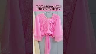 DIY Pink Net Frill Long Skirt and Crop Top/ Cutting and stitching/Top Design #lalitasdesign #trendy