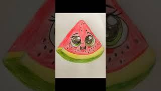 cute watermelon drawing #shorts #howtodrawstepbystep #shortvideo #ytshorts #ytshort #watermelon