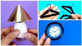 3 DIY How to make Miniature Crafts | mini Hangers, wall Clock and Lamp