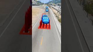 Mix Funny Cars Vs Spike Bollard #beamng #beamngdrive #shorts