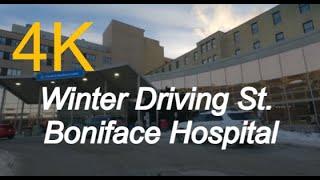 Winter Driving St  Boniface Hospital to Downtown Winnipeg Manitoba 4K 24fps HD Video