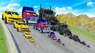 Big & Small Bumblebee Pixarized vs Big & Small Optimus Prime vs Megatron vs DOWN OF DEATH