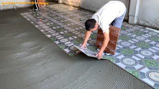 Professional Indoor Large Playground Construction Workers Use Beautifully Patterned Ceramic Tiles