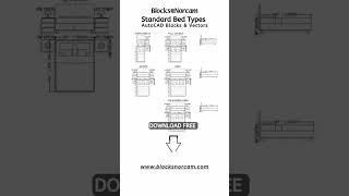 ️ Standard Dimensions for Beds.  Free Download AutoCAD Blocks.