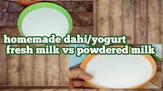 Homemade dahi/yogurt recipe fresh milk vs powder milk yogurt recipe by#san beauty and kitchen