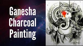 Charcoal painting for beginners (Ganesha Painting)