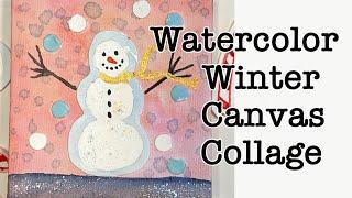 Watercolor Snowman Canvas Collage