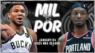 Milwaukee Bucks vs Portland Trail Blazers Full Game Highlights | Jan 4 | 2025 NBA Season