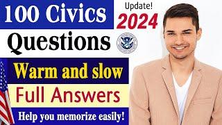 Easy to Memorize the 100 Civics Questions and Answers 2024 for US Citizenship Interview/Test 2024