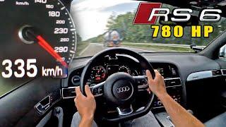 780HP TUNED AUDI RS6 C6 V10 BiTURBO | 335KM/H on AUTOBAHN