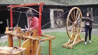 Joseph Moxon C17th wood lathe at Shibden Hall Halifax 2014