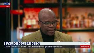 Nigel Farage speaks to former boxing world champion Duke McKenzie MBE