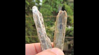 Kyanite crystals from Trikorfo peak in Thasos island in the Aegean sea in Greece.