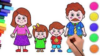 How to Draw a Family  | Easy Drawing and Coloring For Kids | Chiki Art | HooplaKidz How To