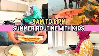 Pakistani MOM 9am to 6pm Summer Routine in Sasural With Kids /Makeup, Skin Care Haul,Salami Sandwich