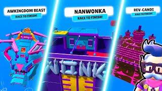 BEAST CASTLE WONKA! PLAY 6 CASTLE MRBEAST WORKSHOP PARKOUR MAPS IN STUMBLE GUYS