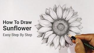 How To Draw Sunflower Easy Step By Step | Nature Drawing Lesson 5 | Realistic Flower with Pencil