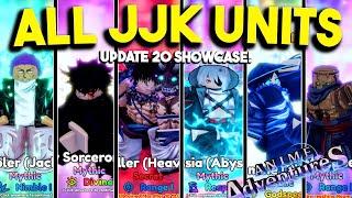 ALL NEW JJK  UNITS SHOWCASE! IN ANIME ADVENTURES UPDATE 20!