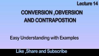 Lecture 14 Conversion, Obversion and Contraposition in Urdu/Hindi Logic  Easy Understanding