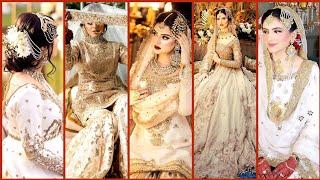 GORGEOUS NIKAAH OUTFIT IDEAS 2024 | OFF-WHITE-IVORY-GOLD-WHITE BEAUTIFUL LEHENGA CHOLI DESIGNS