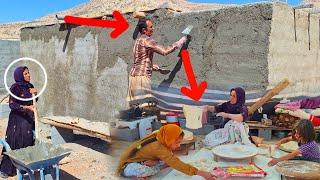 Mother's sacrifice in strengthening the house using concrete and baking nomadic bread