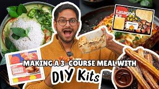 3 COURSE MEAL CHALLENGE WITH DIY KITS  LASAGNA, THAI CURRY & CHURROS...WHAT DID I LIKE??