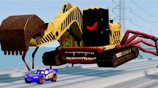 Epic escape from The Lightning McQueen Eater, Excavator Eater, Mater Engine Eater |BeamNG.Drive