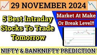 Daily Best Intraday Stocks | 29 November 2024 | Stocks to buy tomorrow | Detailed Analysis