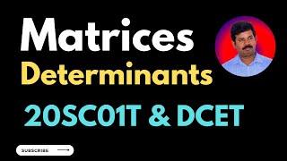 Matrices and Determinants - Complete Guide for Diploma Level Students (20SC01T, 15SC01M, DCET Exams)