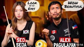 BEAUTIFUL K-POP LOOKING KOREAN POOL PLAYER SEO SEOA VS THE FILIPINO/CANADIAN THE LION ALEX PAGULAYAN