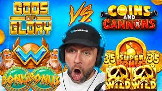 GODS OF GLORY vs COINS AND CANNONS in a CRAZY SLOT BATTLE... and they BOTH PRINTED!! (Bonus Buys)