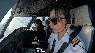 Airbus A319 Cockpit View of Two Female Pilots Landing at World's Most Dangerous Airport, Paro Bhutan