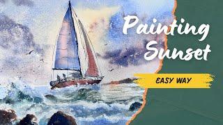 Secrets of Painting colorful Sunset or Sunrise in Watercolor!