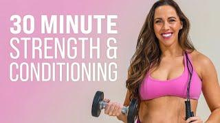 STRONG AND SWEATY - Strength & Conditioning Workout - All Fitness Levels! | FUSION - Day 1
